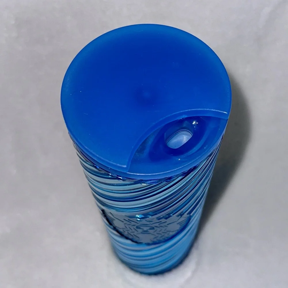 Starbucks Holiday 2023 Insulated Ribbon Tumbler Icicle Iridescent Blue 16 oz